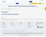 Cell Function Choice Board and Rubric