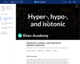 Hypotonic, isotonic, and hypertonic solutions (tonicity)