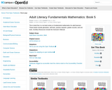 Adult Literacy Fundamentals Mathematics: Book 5