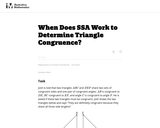 When Does SSA Work to Determine Triangle Congruence?