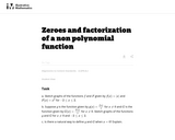 Zeroes and factorization of a non polynomial function