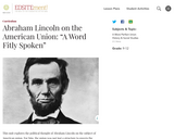 Abraham Lincoln on the American Union: "A Word Fitly Spoken"