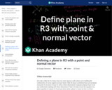 Linear Algebra: Defining a Plane in R3 with a Point and Normal Vector