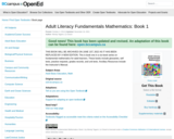 Adult Literacy Fundamentals Mathematics: Book 1