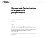 Zeroes and factorization of a quadratic polynomial II