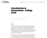 A-CED, A-REI Introduction to Polynomials - College Fund