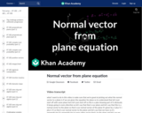 Linear Algebra: Normal Vector from Plane Equation