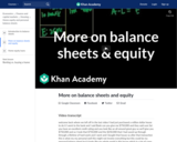 More on balance sheets and equity