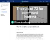 The rule of 72 for compound interest