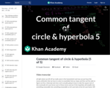 Conic Sections: IIT JEE Circle Hyperbola Common Tangent Part 5