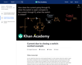 Current due to closing a switch: worked example