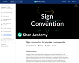 Sign convention for passive components