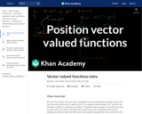 Calculus: Position Vector Valued Functions