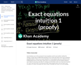 Differential Equations: Exact Equations Intuition 1 (proofy)