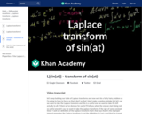 Differential Equations: Laplace Transform 3 (L{sin(at)})