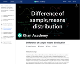 Statistics: Difference of Sample Means Distribution