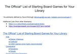 Starting a Board Game Collection at Your Library (Example List, by David McHugh)