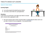 Twelfth Grade ACP Lesson 11 - Cover Letters