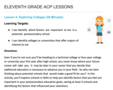 Eleventh Grade ACP Lesson 4 - Exploring Colleges