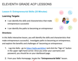 Eleventh Grade ACP Lesson 9 - Entrepreneurial Skills