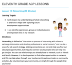 Eleventh Grade ACP Lesson 10 - Networking