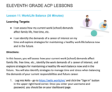Eleventh Grade ACP Lesson 11 - Work-Life Balance