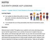 Eleventh Grade ACP Lesson 1 - Update Xello and Traits