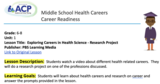 Middle School ELA - Exploring Careers in Health Science