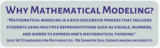 Why Mathematical Modeling?