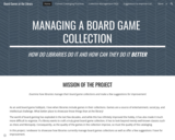 Managing a Board Game Collection: How Do Libraries Do It and How Can They Do It Better?