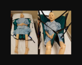9 a.) Preparing to Transfer With Crossed Sling and b.) Suspended in a Crossed Sling