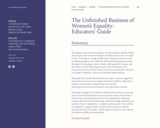 The Unfinished Business of Women’s Equality: Educators’ Guide