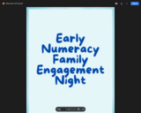 Early Numeracy Family Enagement Night