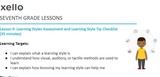 Seventh Grade ACP Lesson 9: Learning Styles Assessment and Learning Style Tip Checklist