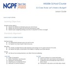 Let's Make a Budget- NGPF MS 3.5 (Budgeting Unit)