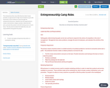 Entrepreneurship Camp Roles