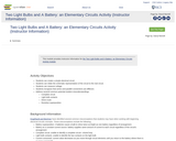 Two Light Bulbs and A Battery: an Elementary Circuits Activity (Instructor Information)