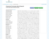 Chemical Formulae Word Search