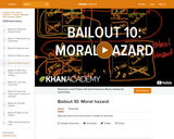 Financial Bailout 10: Moral Hazard