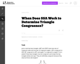 When Does SSA Work to Determine Triangle Congruence?