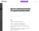 Zeroes and factorization of a general polynomial