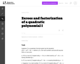 Zeroes and factorization of a quadratic polynomial I