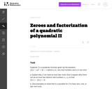 Zeroes and factorization of a quadratic polynomial II