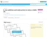 Use addition and subtraction to solve a riddle