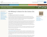 Eli Whitney's Patent for the Cotton Gin