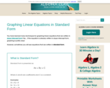 Graphing Linear Equations in Standard Form (Converting to Slope-Intercept Form) (LWP)