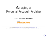 Managing a Personal Research Archive