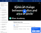 Rates of change between radius and area of circle