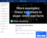 Multiple examples of constructing linear equations in slope-intercept form