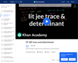 IIT JEE Trace and Determinant